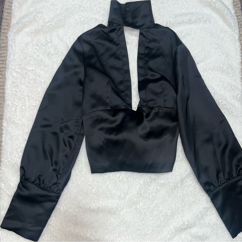 Elegant Black Satin Women's Top